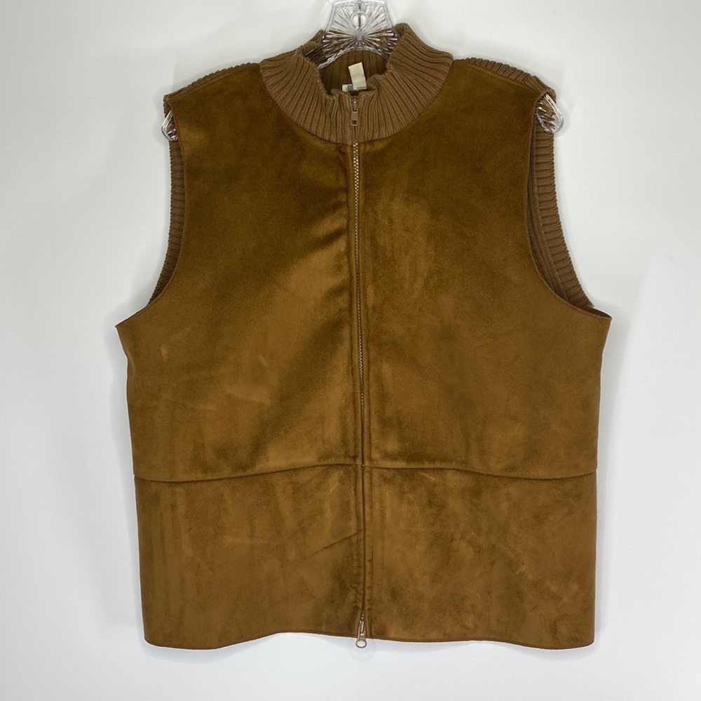 J.Jill Brown Faux Suede Ribbed Sweater Vest Size Large